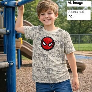 Marvel Spider-Man Unisex L(14) All over Graphic T-Shirt Comiccore Kidcore Action
